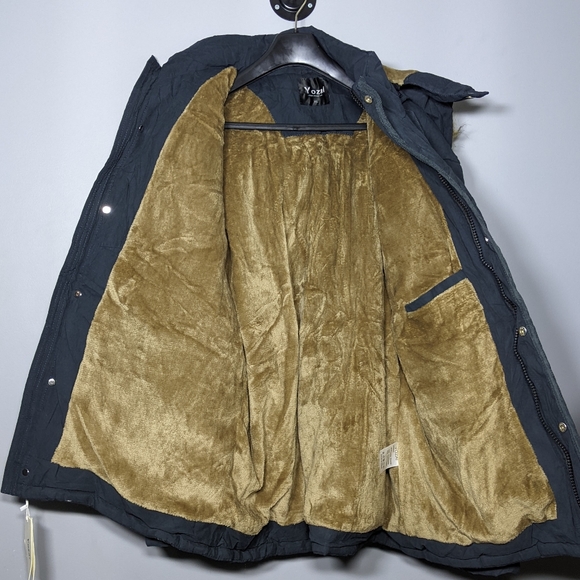 NEW Yozai Men's Winter Jacket Military Warm Fleece Coat Detachable Hood XL blue - Picture 5 of 6